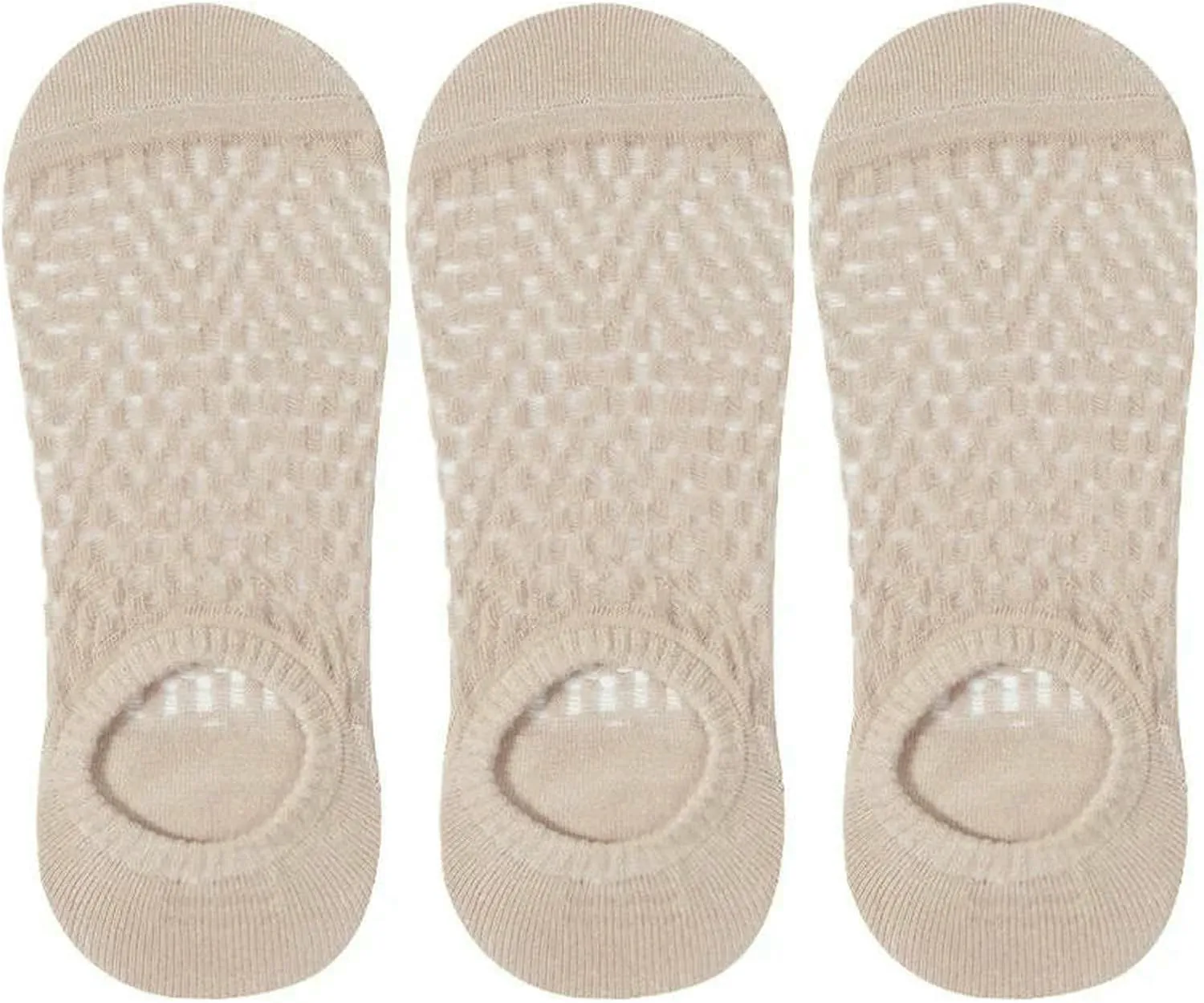 3 Pairs Women Non-Slip Boat Socks Summer Thin Mesh Breathable Solid Color Socks