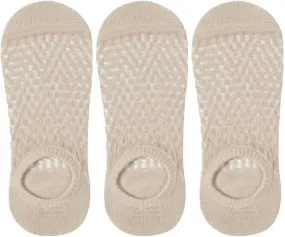 3 Pairs Women Non-Slip Boat Socks Summer Thin Mesh Breathable Solid Color Socks