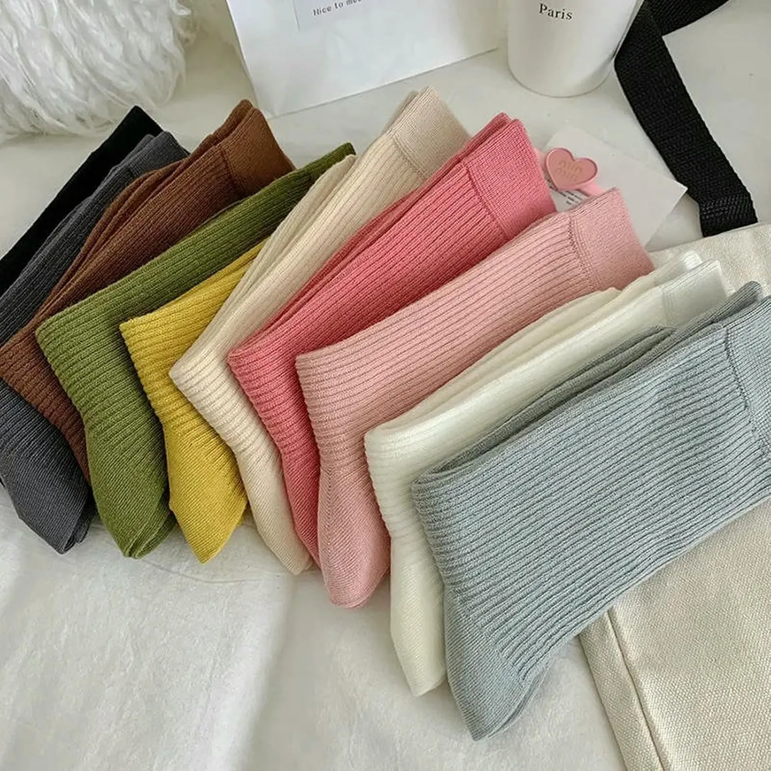 5 Pair Women Solid Color Casual Comfort Breathable Sports Socks