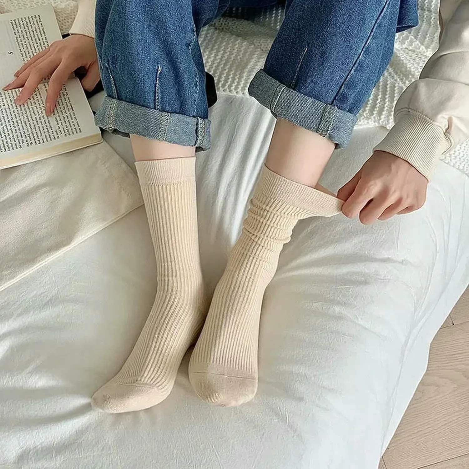5 Pair Women Solid Color Casual Comfort Breathable Sports Socks