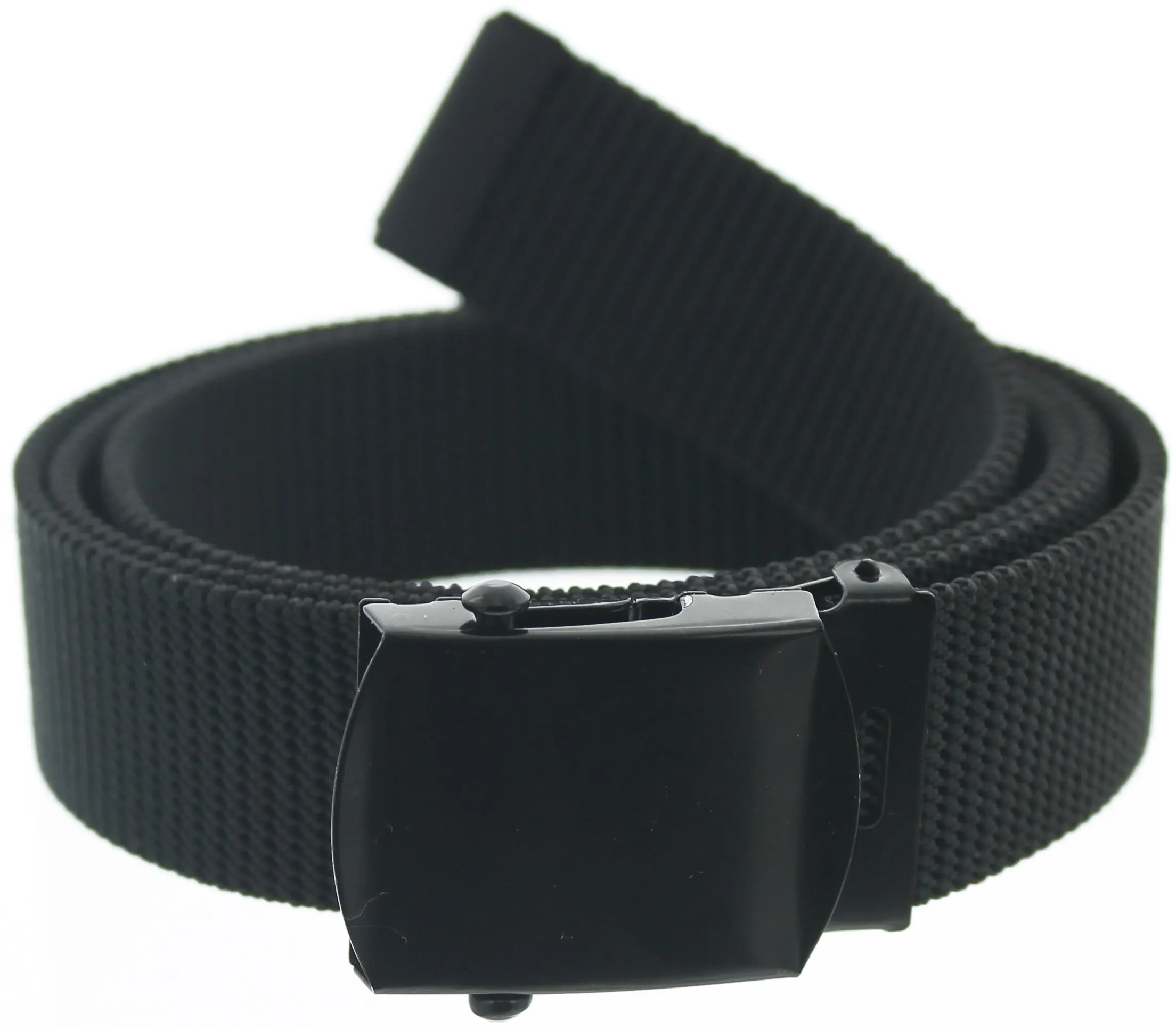 Black - Military Web Belt with Black Buckle - Nylon