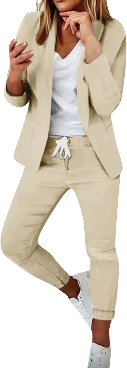 Business Casual Outfits for Women Plus Size Pants Suit Dressy Women's 2 Piece Formal Work Wear Office Dress Blazer