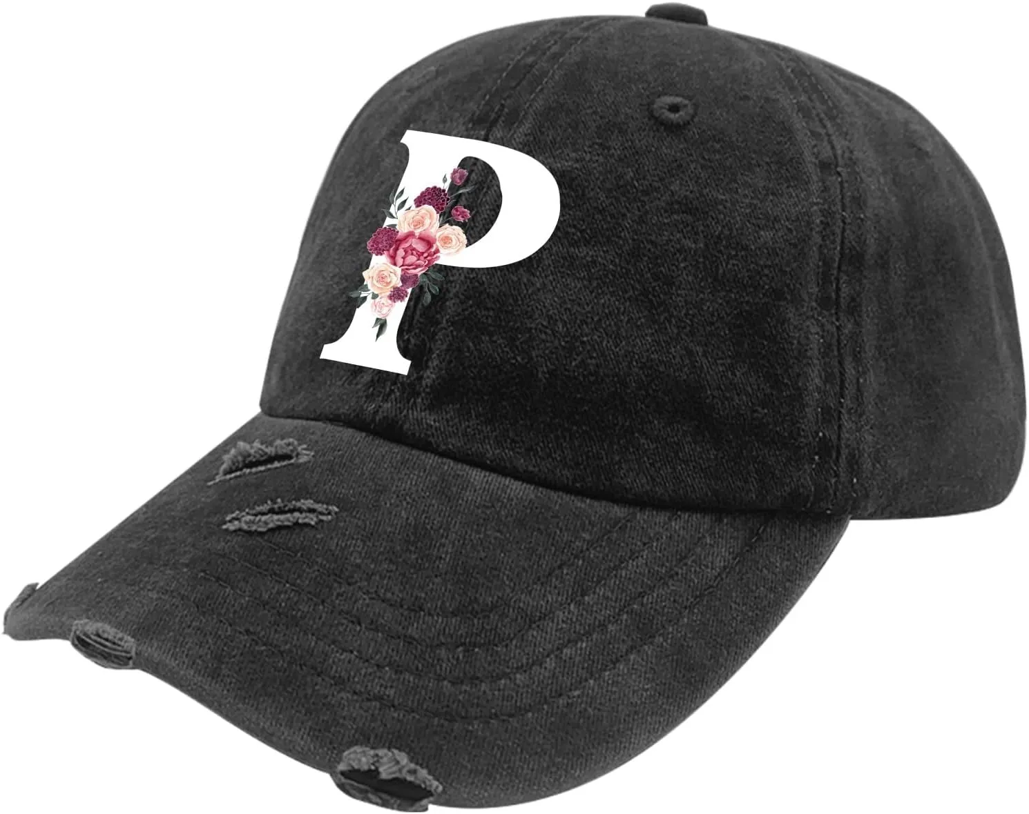 Classic Alphabetes A-Z Cute Letter Caps Cute Baseball Hat Hats for Womens Washed Distressed Baseball