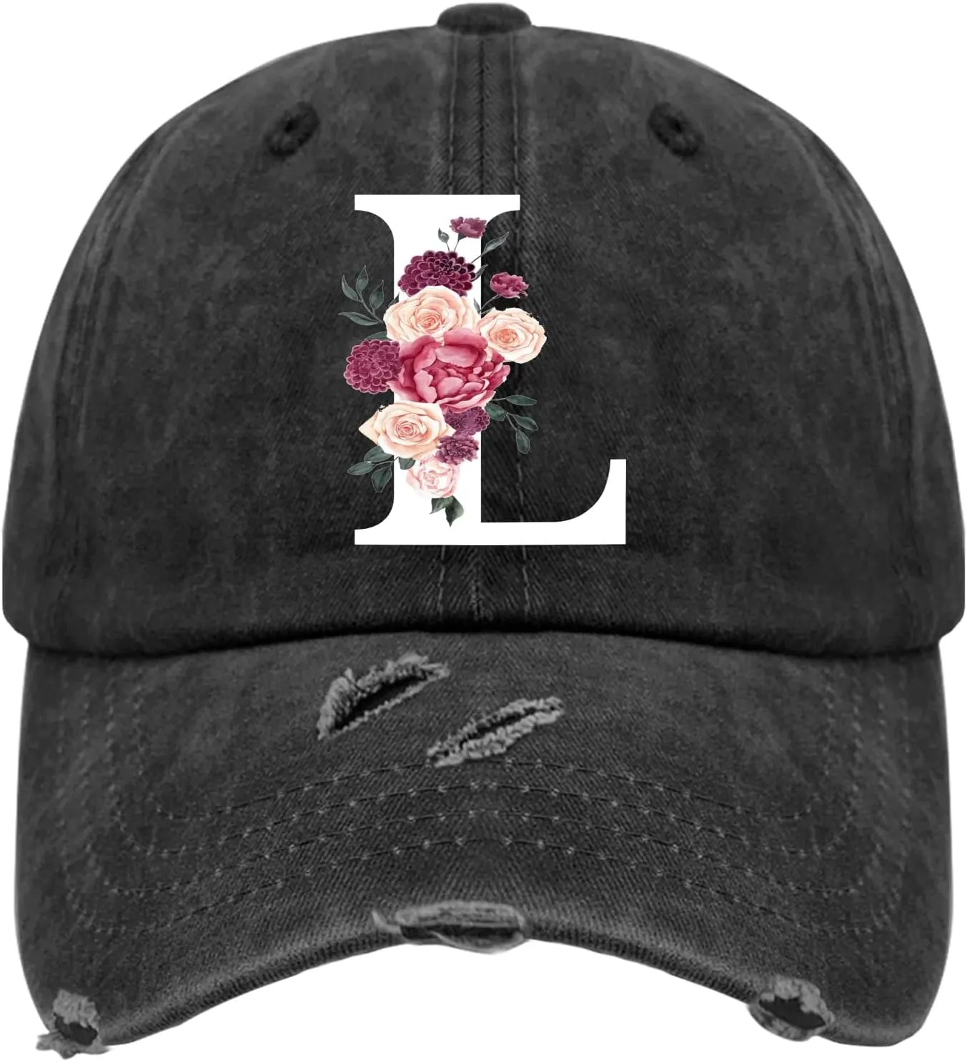 Classic Alphabetes A-Z Cute Letter Caps Cute Baseball Hat Hats for Womens Washed Distressed Baseball