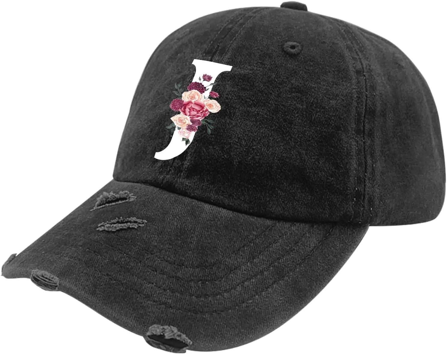 Classic Alphabetes A-Z Cute Letter Caps Cute Baseball Hat Hats for Womens Washed Distressed Baseball