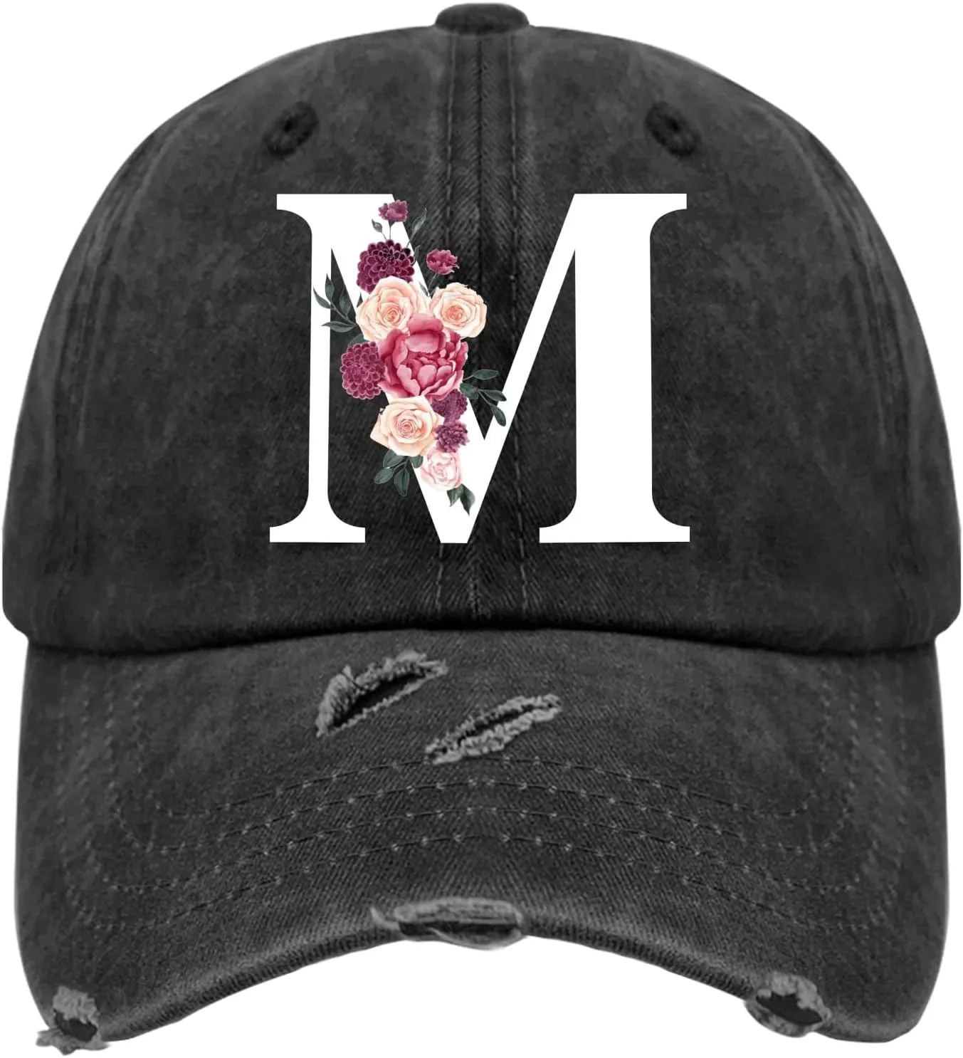 Classic Alphabetes A-Z Cute Letter Caps Cute Baseball Hat Hats for Womens Washed Distressed Baseball