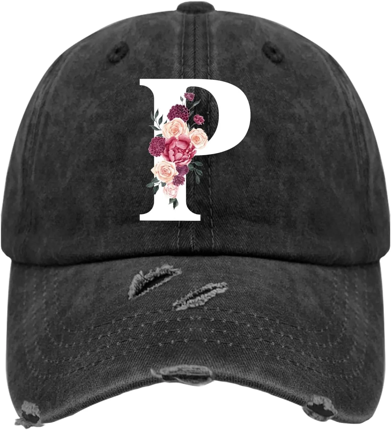 Classic Alphabetes A-Z Cute Letter Caps Cute Baseball Hat Hats for Womens Washed Distressed Baseball