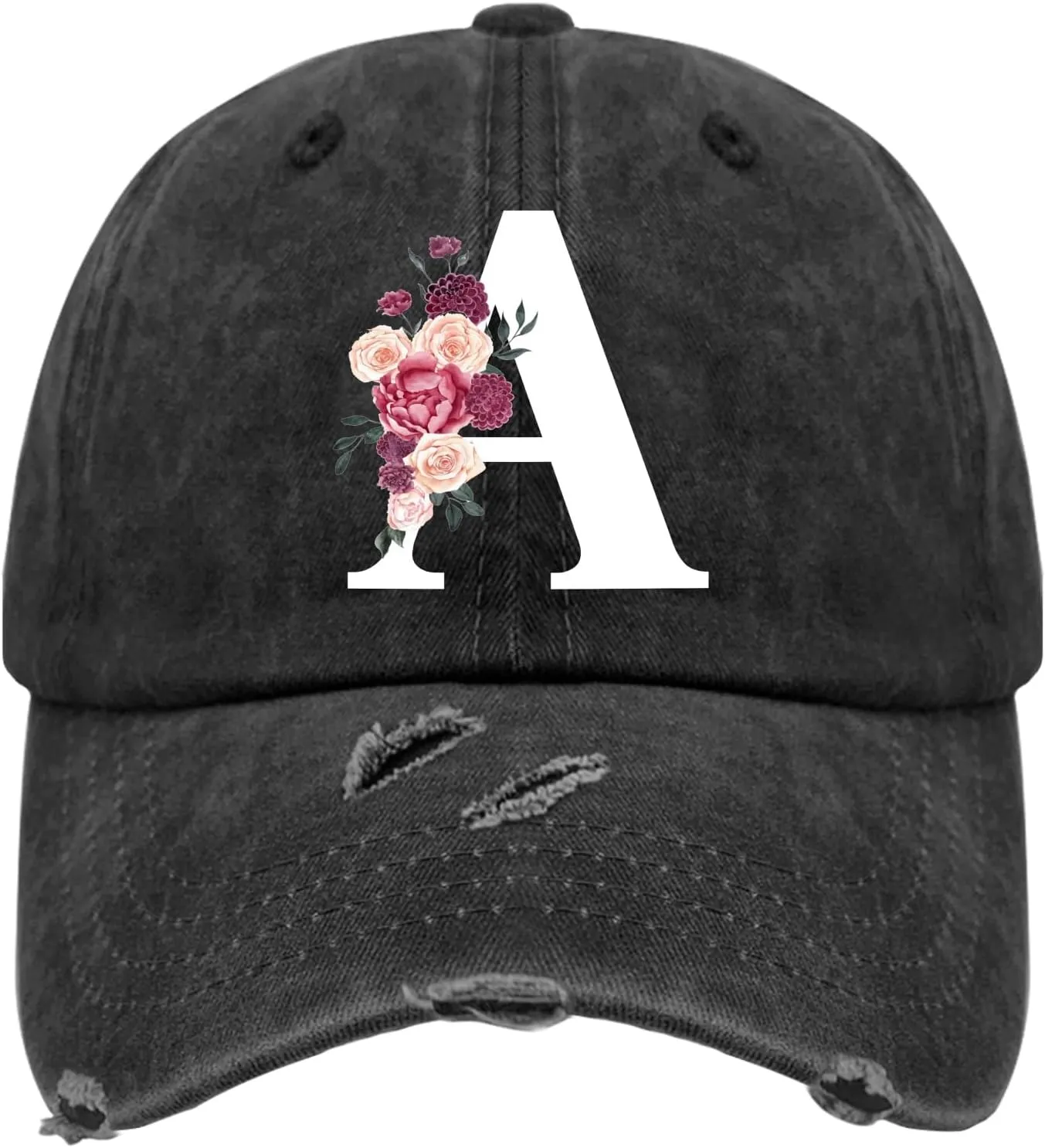 Classic Alphabetes A-Z Cute Letter Caps Cute Baseball Hat Hats for Womens Washed Distressed Baseball