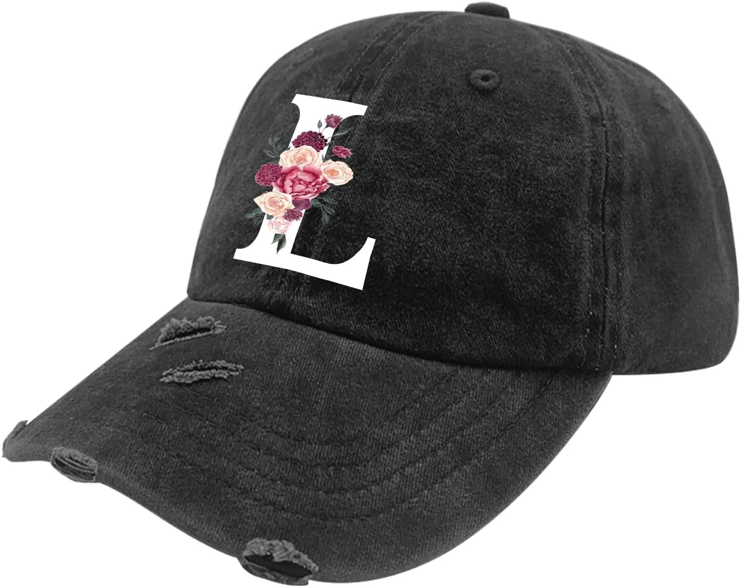 Classic Alphabetes A-Z Cute Letter Caps Cute Baseball Hat Hats for Womens Washed Distressed Baseball