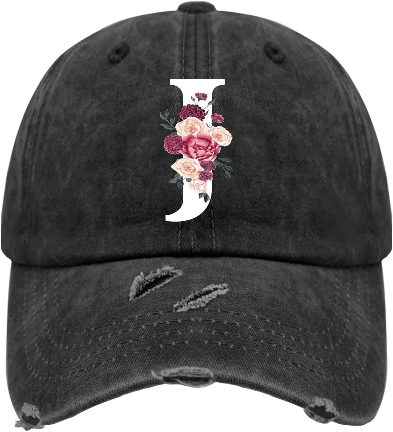 Classic Alphabetes A-Z Cute Letter Caps Cute Baseball Hat Hats for Womens Washed Distressed Baseball