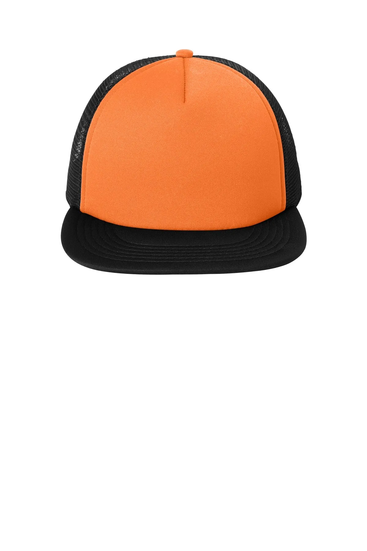 District Flat Bill Snapback Trucker Caps, Neon Orange