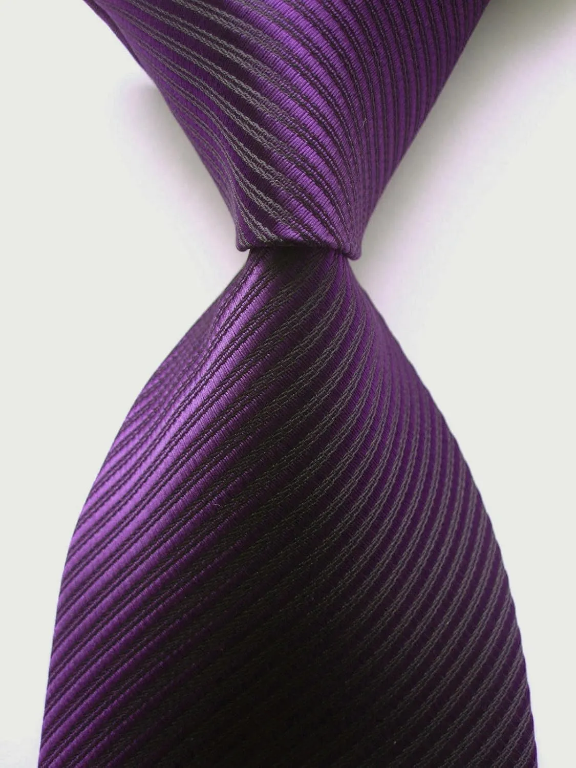 Elfeves Men's Solid Color Ties Fine Stripe Smooth Graduation Formal Suit Necktie