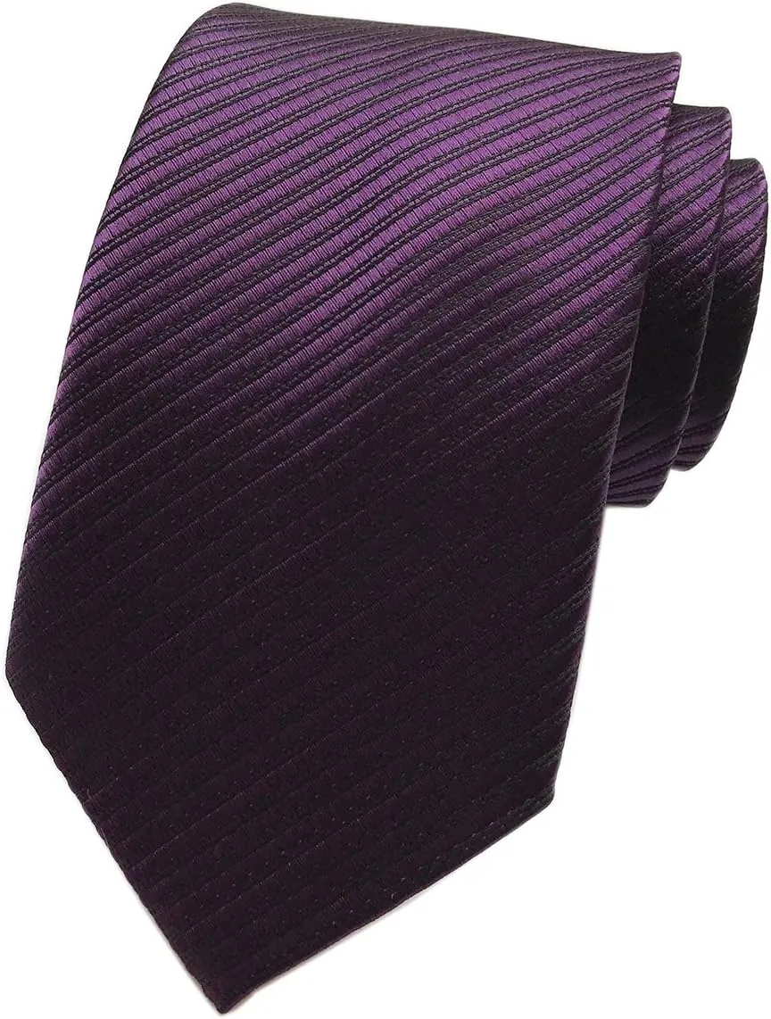 Elfeves Men's Solid Color Ties Fine Stripe Smooth Graduation Formal Suit Necktie