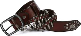 Fashion Men's Genuine Leather Belts Gothic Punk Rock Women's Rivet Bullet Belt Western Cowgirl Cowboy Waist Strap