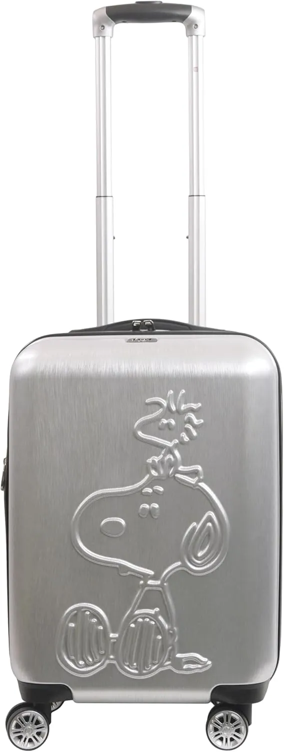 FUL Peanuts 22 Inch Carry on Rolling Luggage, Snoopy and Woodstock Hardshell Suitcase with Wheels, Silver, Medium, Peanuts 22 Inch Carry on Rolling Luggage, Snoopy and Woodstock Hardshell Suitcase