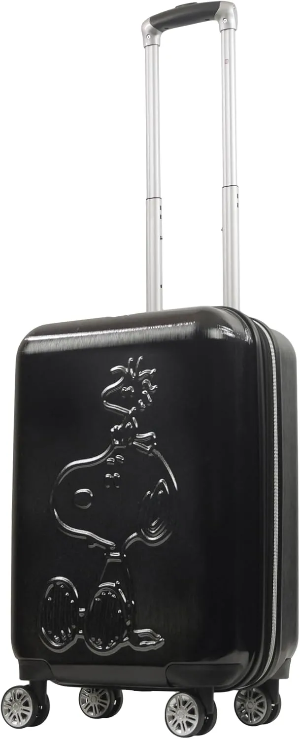 FUL Peanuts Snoopy and Woodstock Rolling Luggage, Hardshell Suitcase with Spinner Wheels, Black, Black, Ful Peanuts Snoopy and Woodstock Rolling Luggage, Hardshell Suitcase With Spinner Wheels
