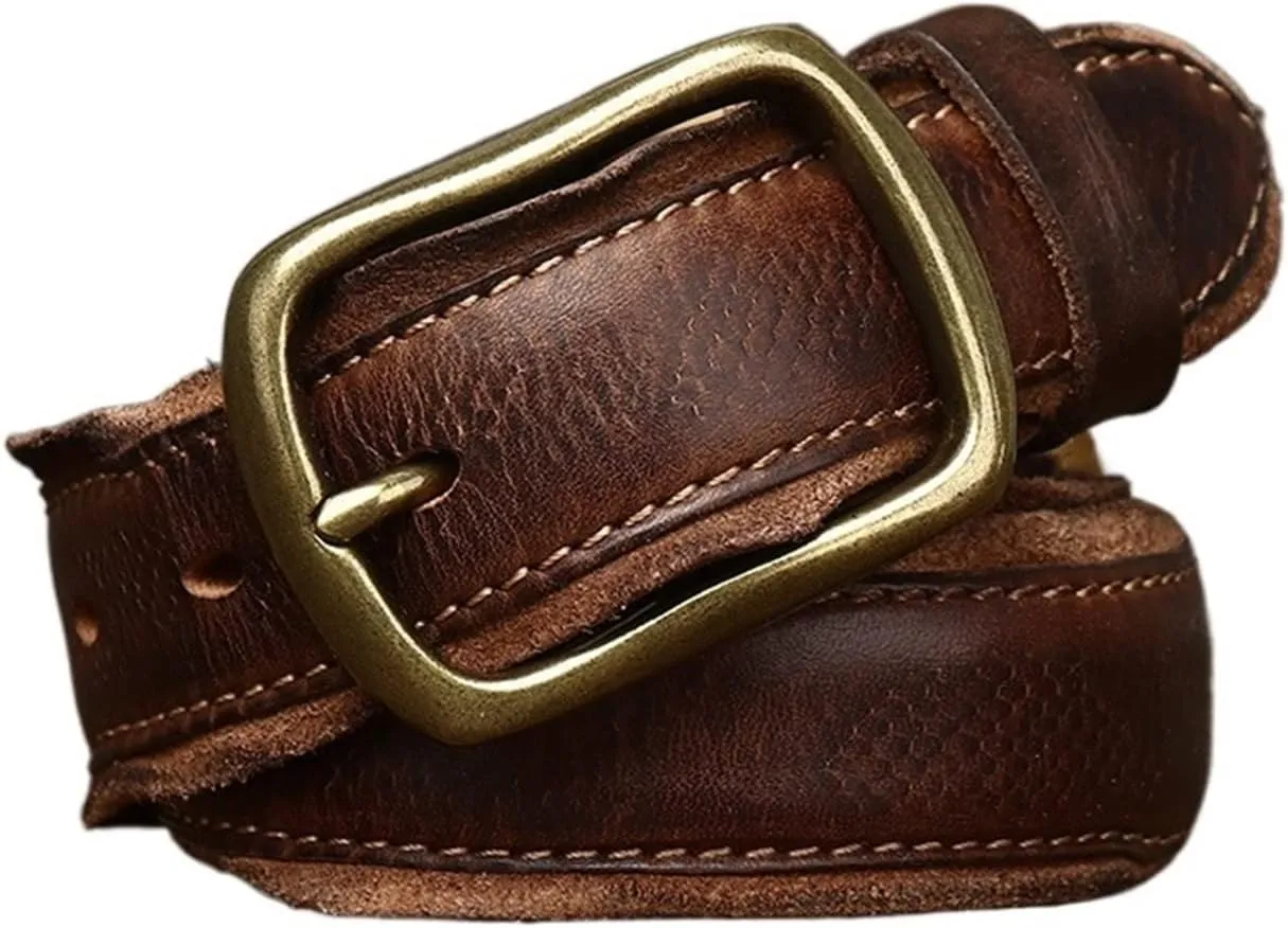 Genuine Leather Belt For Men Copper Buckle Male Jeans Belts For Men