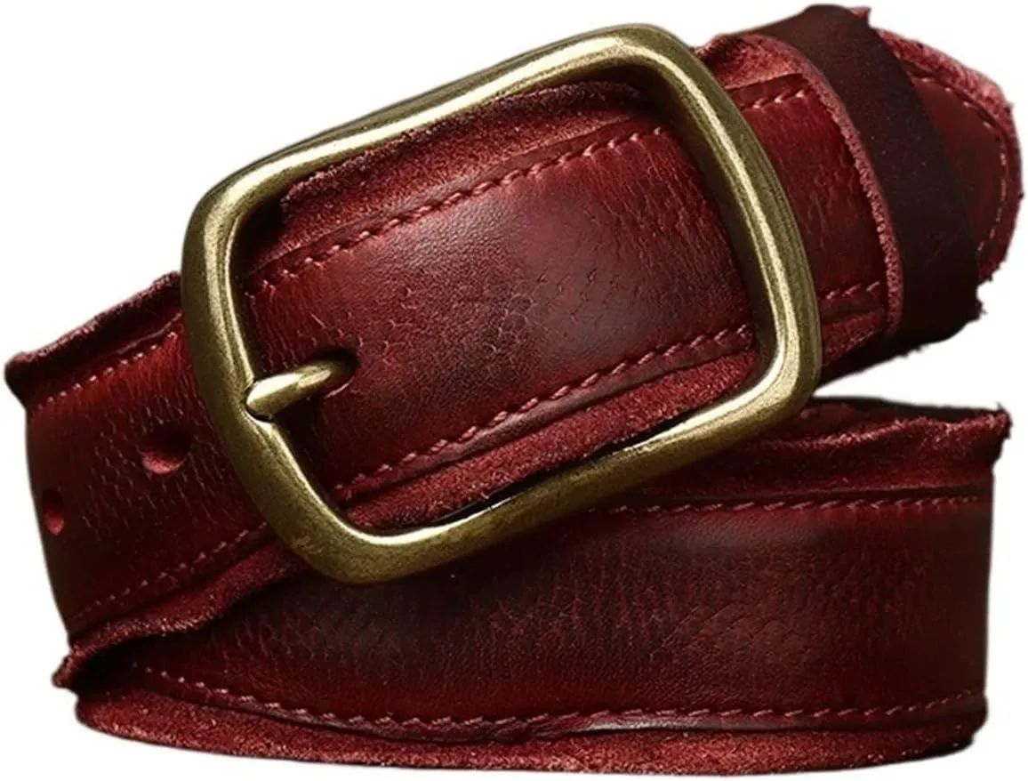 Genuine Leather Belt For Men Copper Buckle Male Jeans Belts For Men
