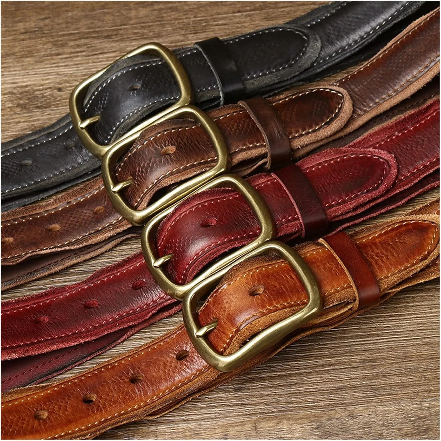 Genuine Leather Belt For Men Copper Buckle Male Jeans Belts For Men
