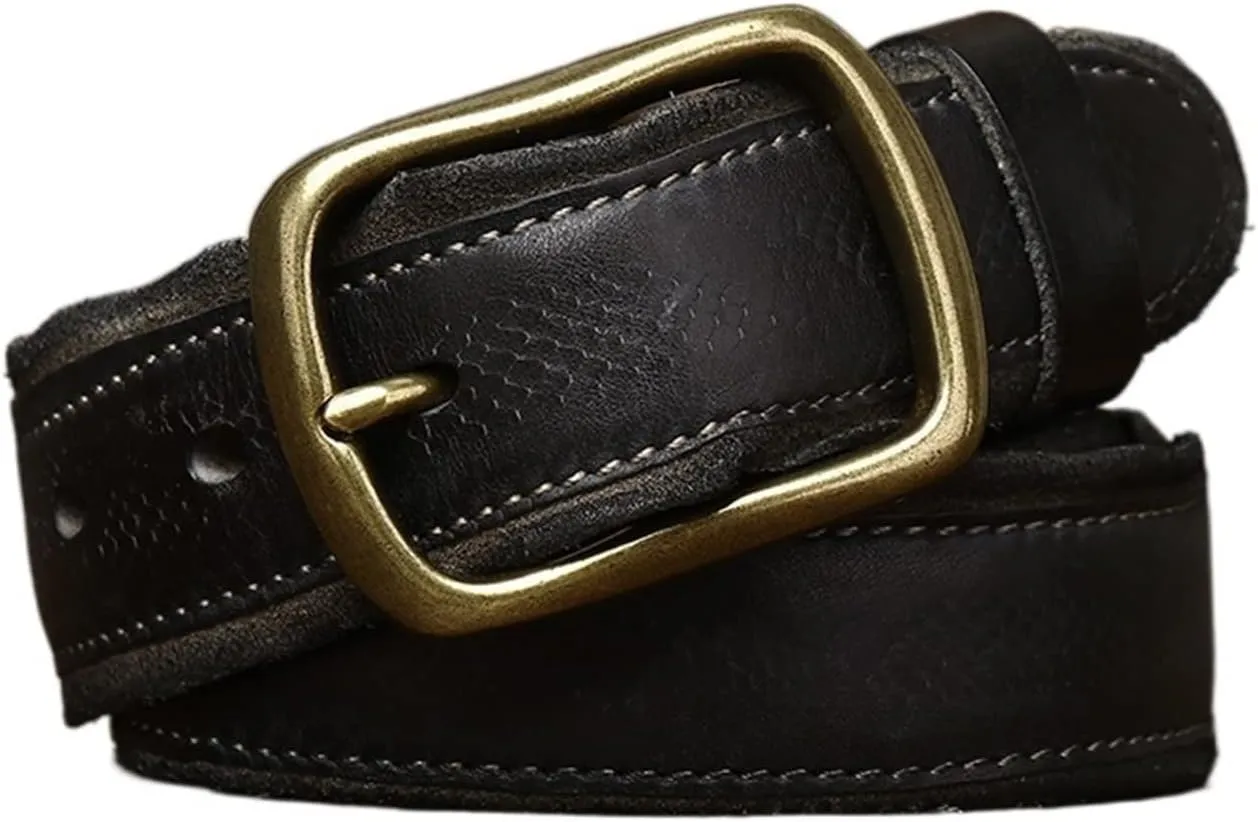 Genuine Leather Belt For Men Copper Buckle Male Jeans Belts For Men