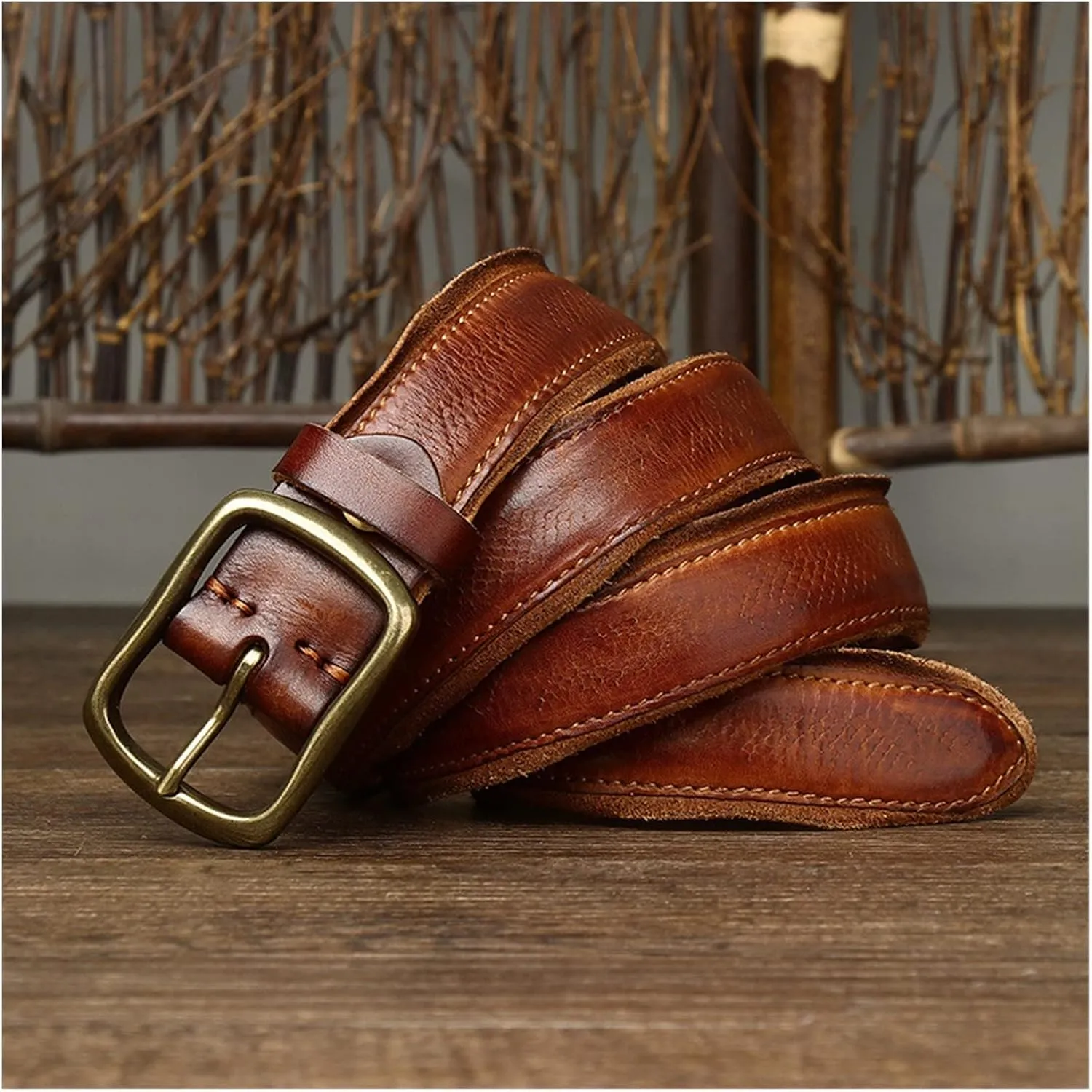 Genuine Leather Belt For Men Copper Buckle Male Jeans Belts For Men