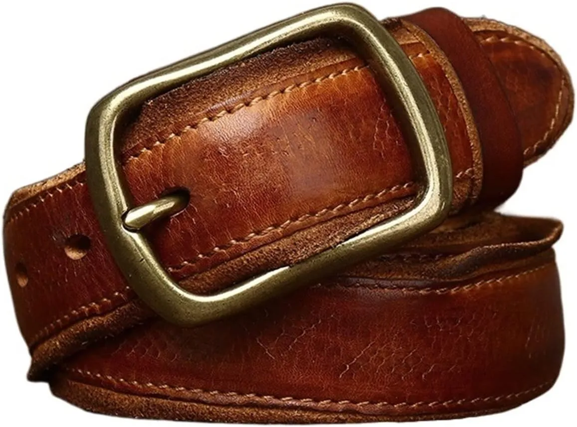 Genuine Leather Belt For Men Copper Buckle Male Jeans Belts For Men