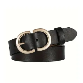 Genuine Leather Simple Belt Vintage Solid Color Casual Waistband Double D Pin Buckle Wear-resistant Jeans Pants Belts For Women