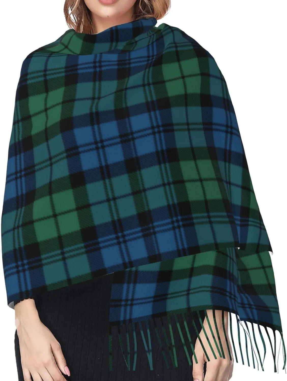 Holiday Red Green Tartan Plaid Imitation Cashmere Tassel Scarf Winter Scarf Autumn Softest Classic Warm