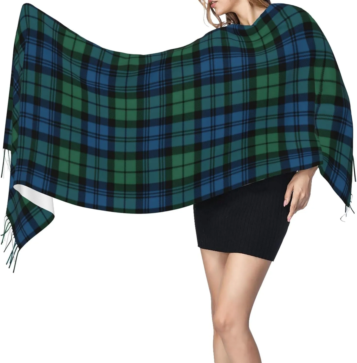 Holiday Red Green Tartan Plaid Imitation Cashmere Tassel Scarf Winter Scarf Autumn Softest Classic Warm