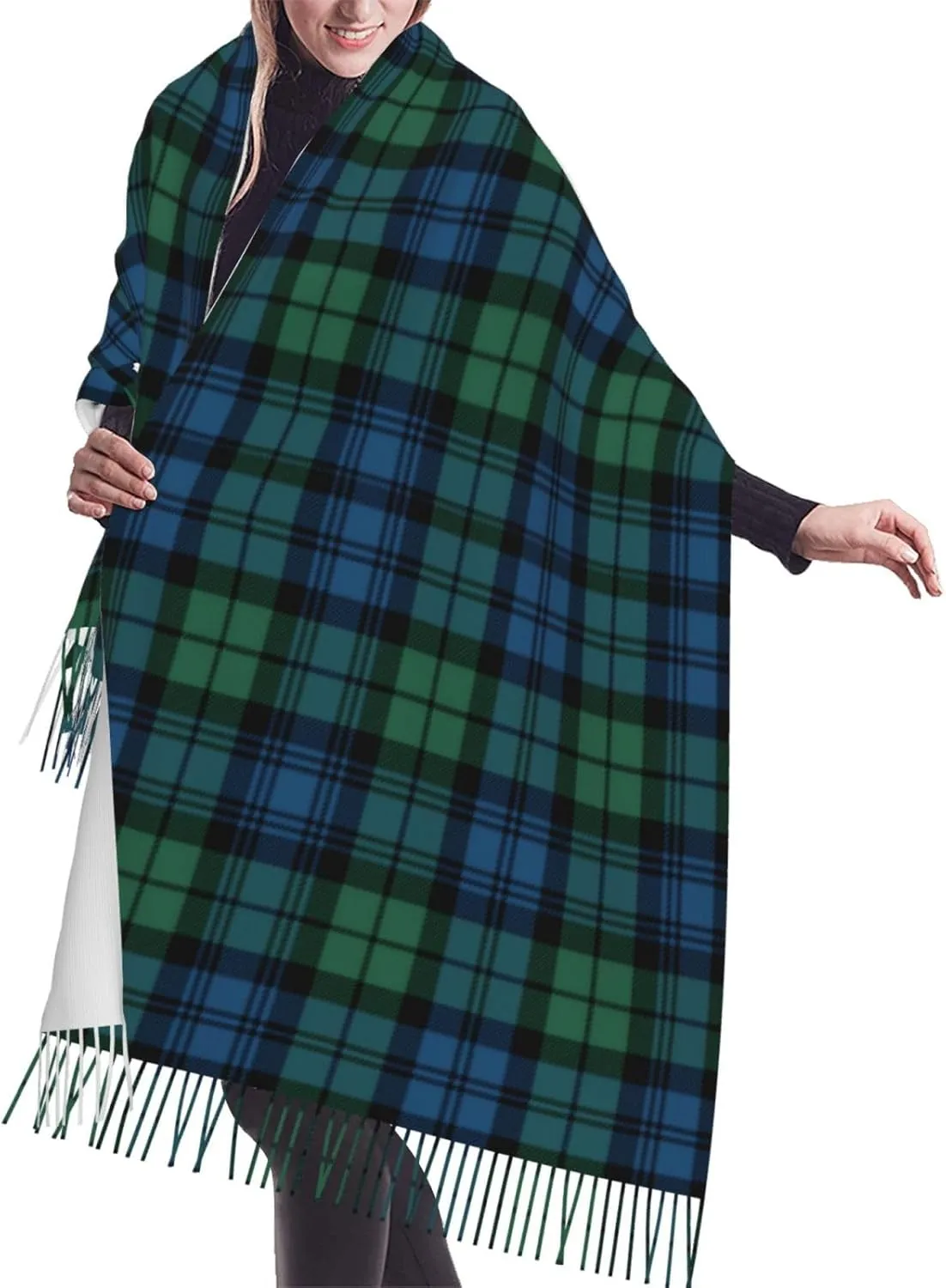 Holiday Red Green Tartan Plaid Imitation Cashmere Tassel Scarf Winter Scarf Autumn Softest Classic Warm