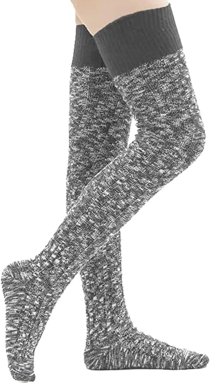 HYTENSUN Women's Thigh High Knitted Winter Boot Socks Vintage Extra Long Leg Warmer Over Knee High Stockings