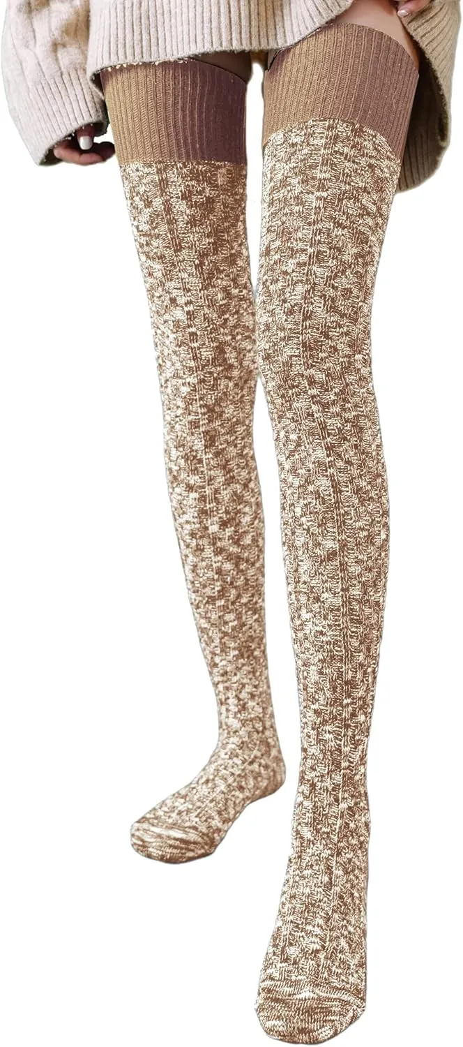 HYTENSUN Women's Thigh High Knitted Winter Boot Socks Vintage Extra Long Leg Warmer Over Knee High Stockings