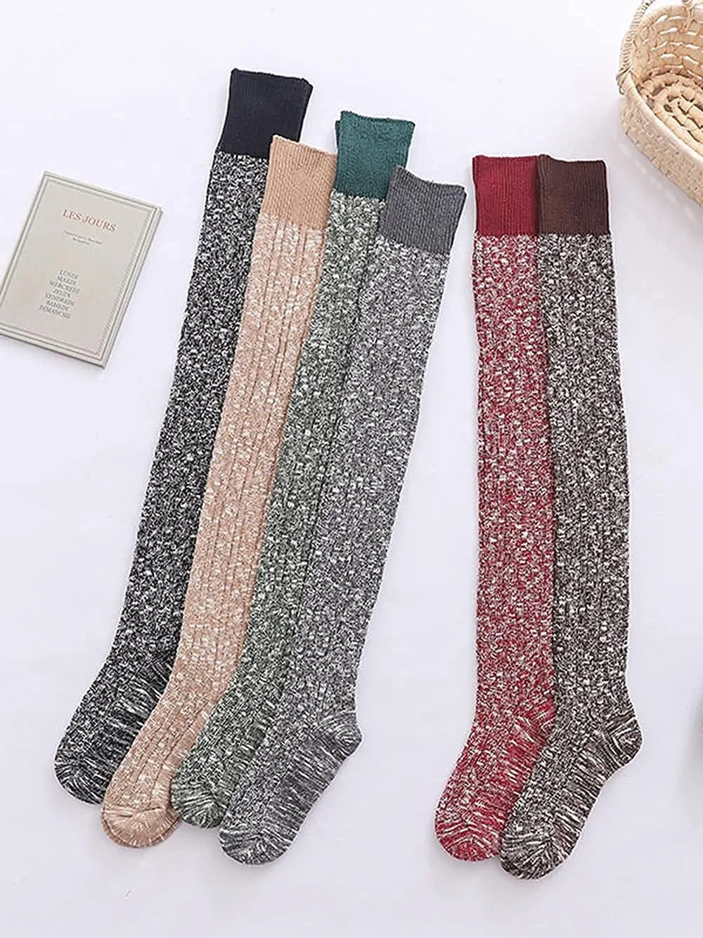 HYTENSUN Women's Thigh High Knitted Winter Boot Socks Vintage Extra Long Leg Warmer Over Knee High Stockings
