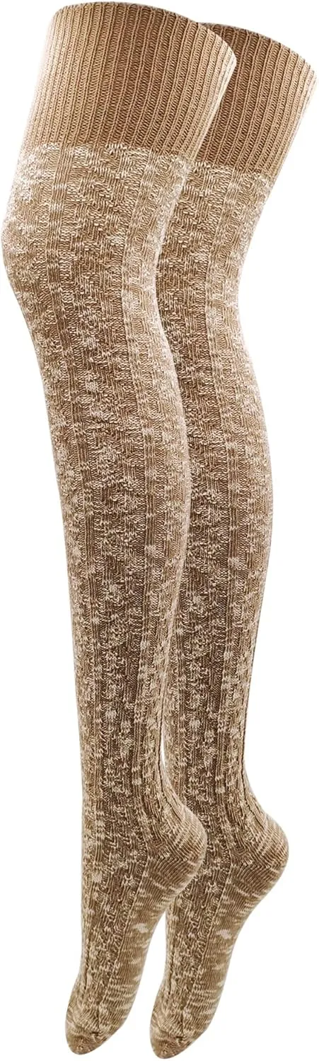 HYTENSUN Women's Thigh High Knitted Winter Boot Socks Vintage Extra Long Leg Warmer Over Knee High Stockings