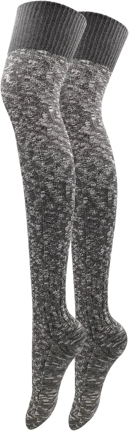 HYTENSUN Women's Thigh High Knitted Winter Boot Socks Vintage Extra Long Leg Warmer Over Knee High Stockings