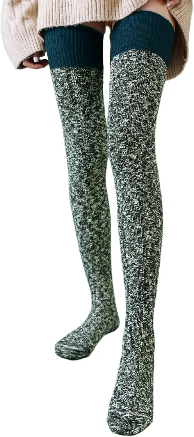 HYTENSUN Women's Thigh High Knitted Winter Boot Socks Vintage Extra Long Leg Warmer Over Knee High Stockings
