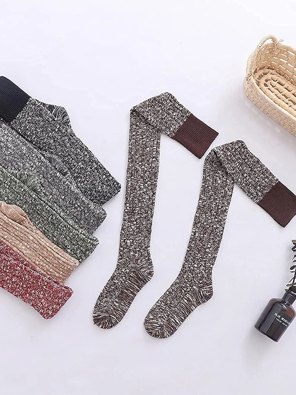 HYTENSUN Women's Thigh High Knitted Winter Boot Socks Vintage Extra Long Leg Warmer Over Knee High Stockings