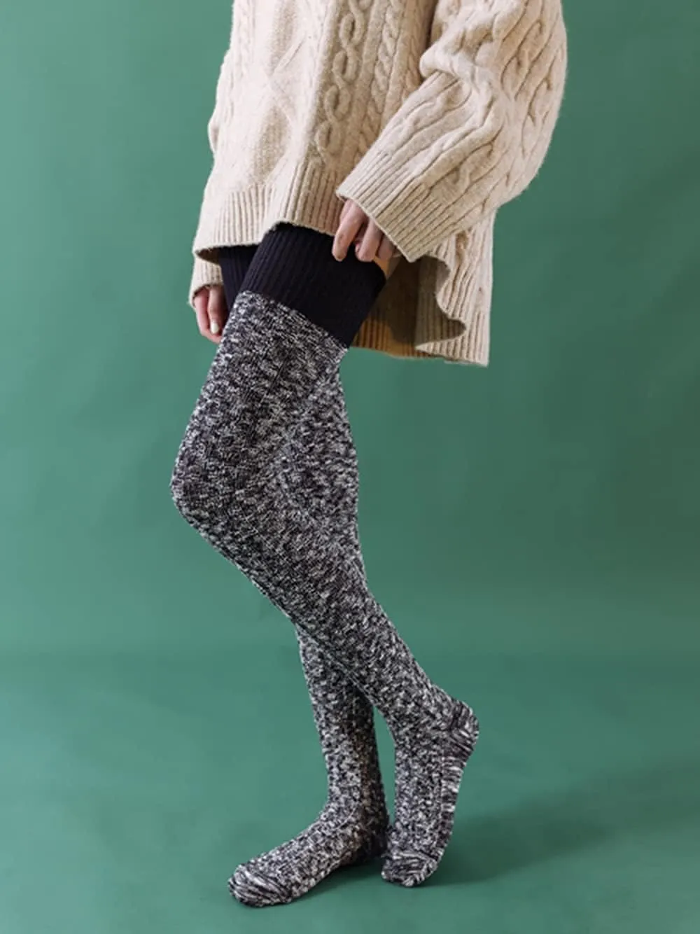 HYTENSUN Women's Thigh High Knitted Winter Boot Socks Vintage Extra Long Leg Warmer Over Knee High Stockings