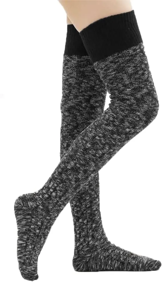 HYTENSUN Women's Thigh High Knitted Winter Boot Socks Vintage Extra Long Leg Warmer Over Knee High Stockings