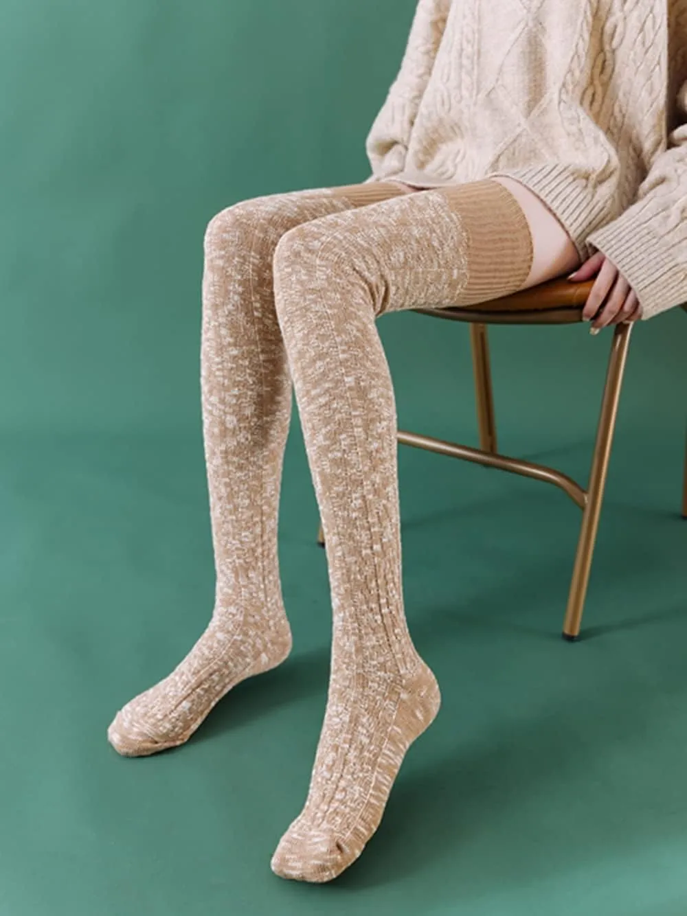 HYTENSUN Women's Thigh High Knitted Winter Boot Socks Vintage Extra Long Leg Warmer Over Knee High Stockings