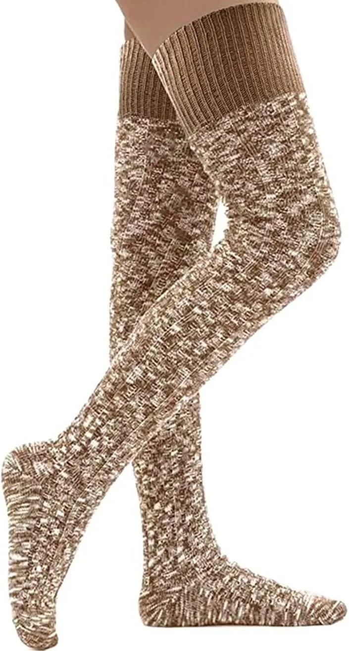 HYTENSUN Women's Thigh High Knitted Winter Boot Socks Vintage Extra Long Leg Warmer Over Knee High Stockings