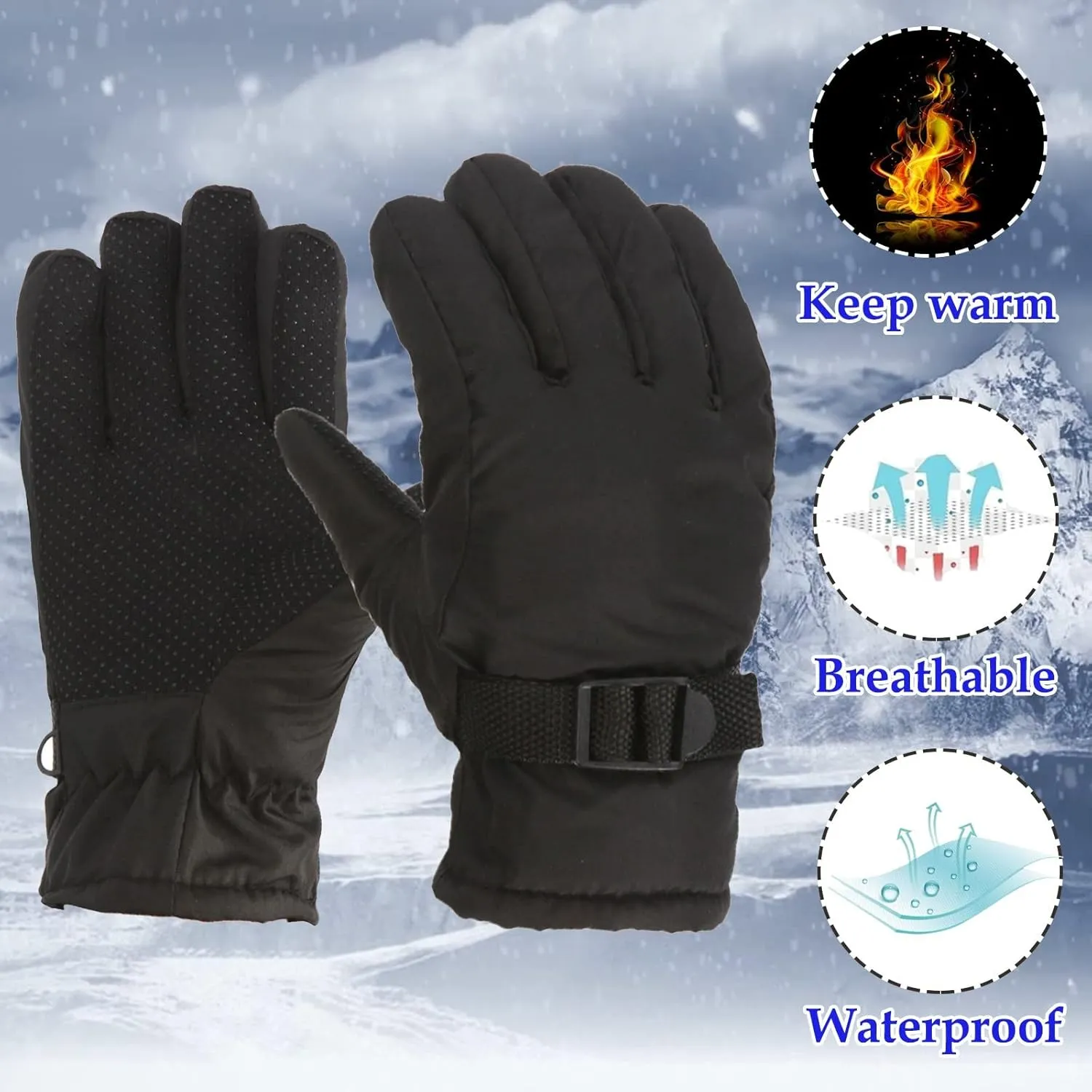 Kids Snowboard Gloves Winter Warm Snow Gloves Toddler Boys Girls Ski Thermal Gloves Mittens Windproof for Cold Weather