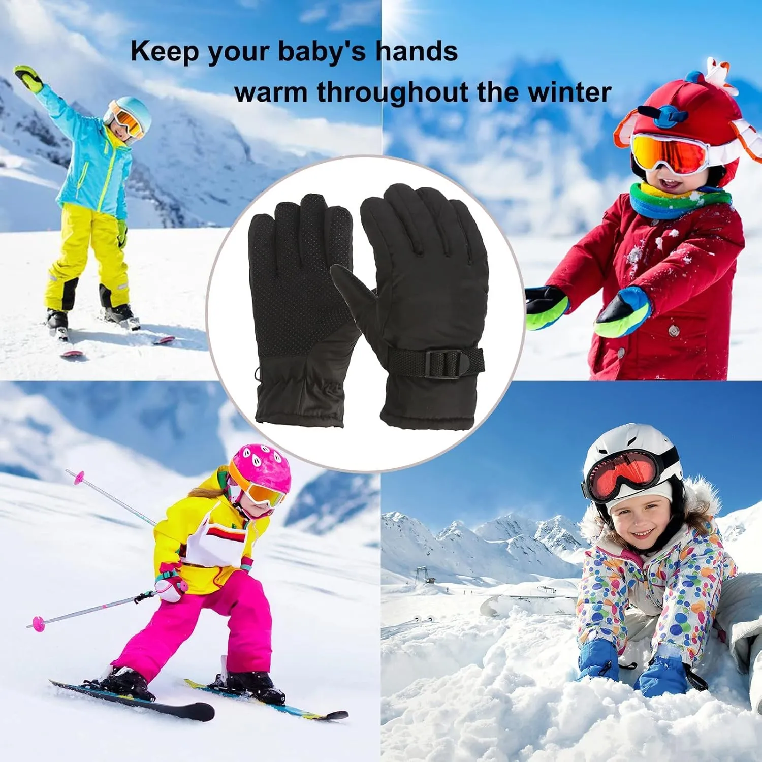 Kids Snowboard Gloves Winter Warm Snow Gloves Toddler Boys Girls Ski Thermal Gloves Mittens Windproof for Cold Weather