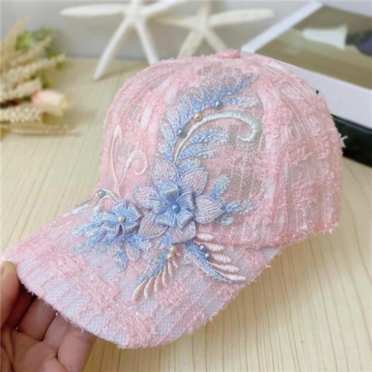 Lace Baseball Cap Floral Embroidered Baseball Hats Adjustable Snapback Mesh Trucker Sun Hat for Women 2024​