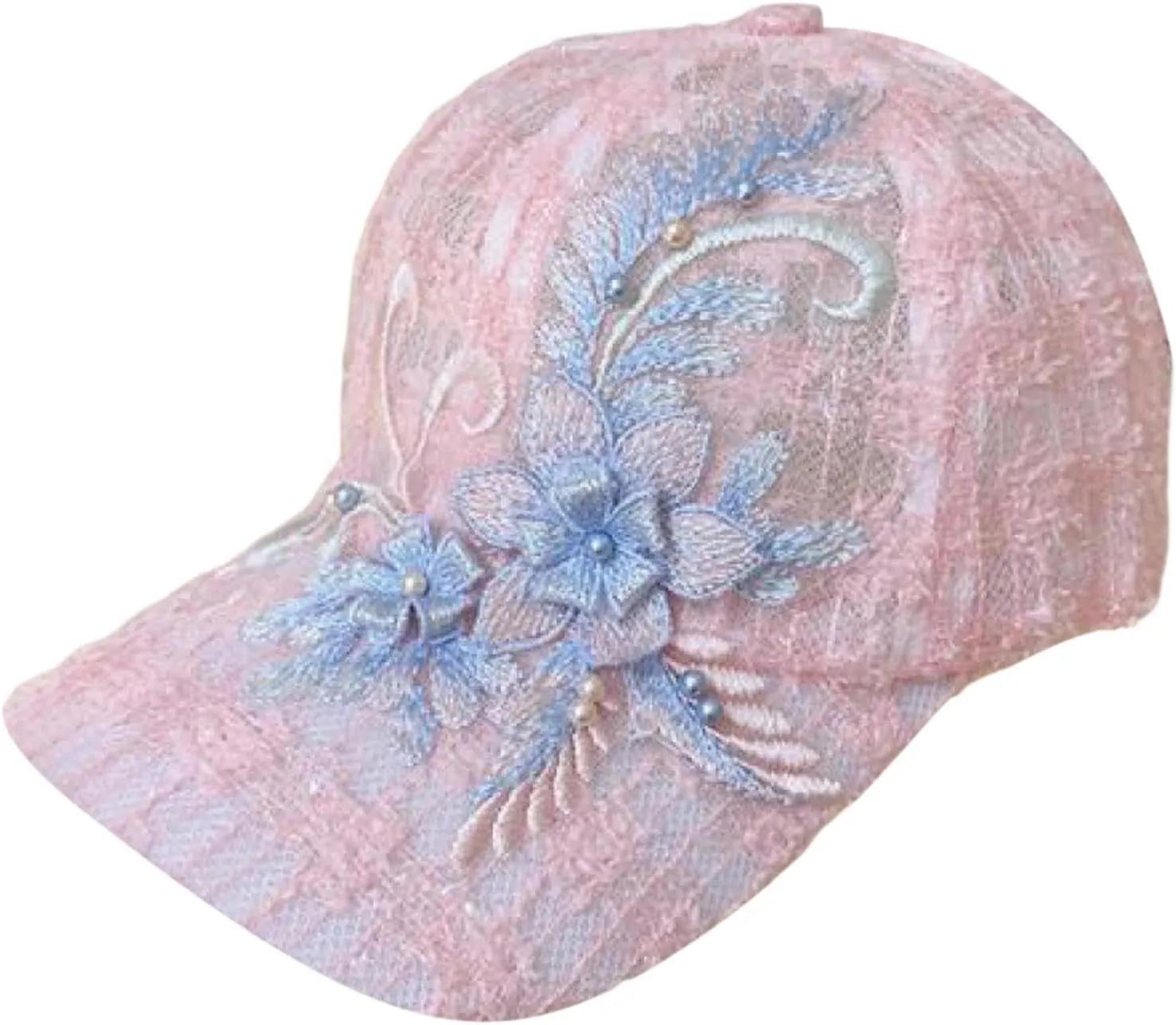 Lace Baseball Cap Floral Embroidered Baseball Hats Adjustable Snapback Mesh Trucker Sun Hat for Women 2024​