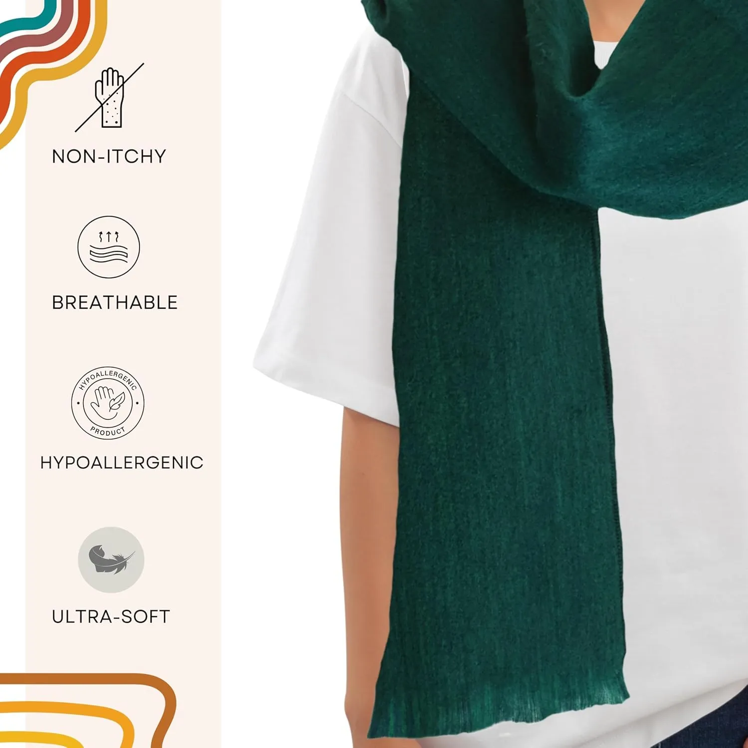 LATITUDE ZERO Alpaca Wool Blend Scarf - Unisex, Super Soft & Warm, Ideal gift for Men & Women