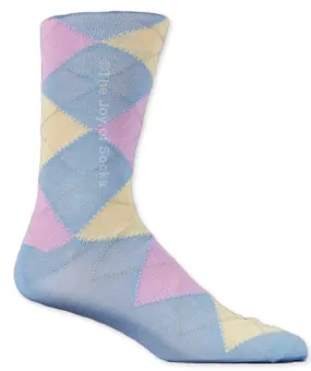 Light Blue and Lilac Cotton Argyle Socks (Men's)