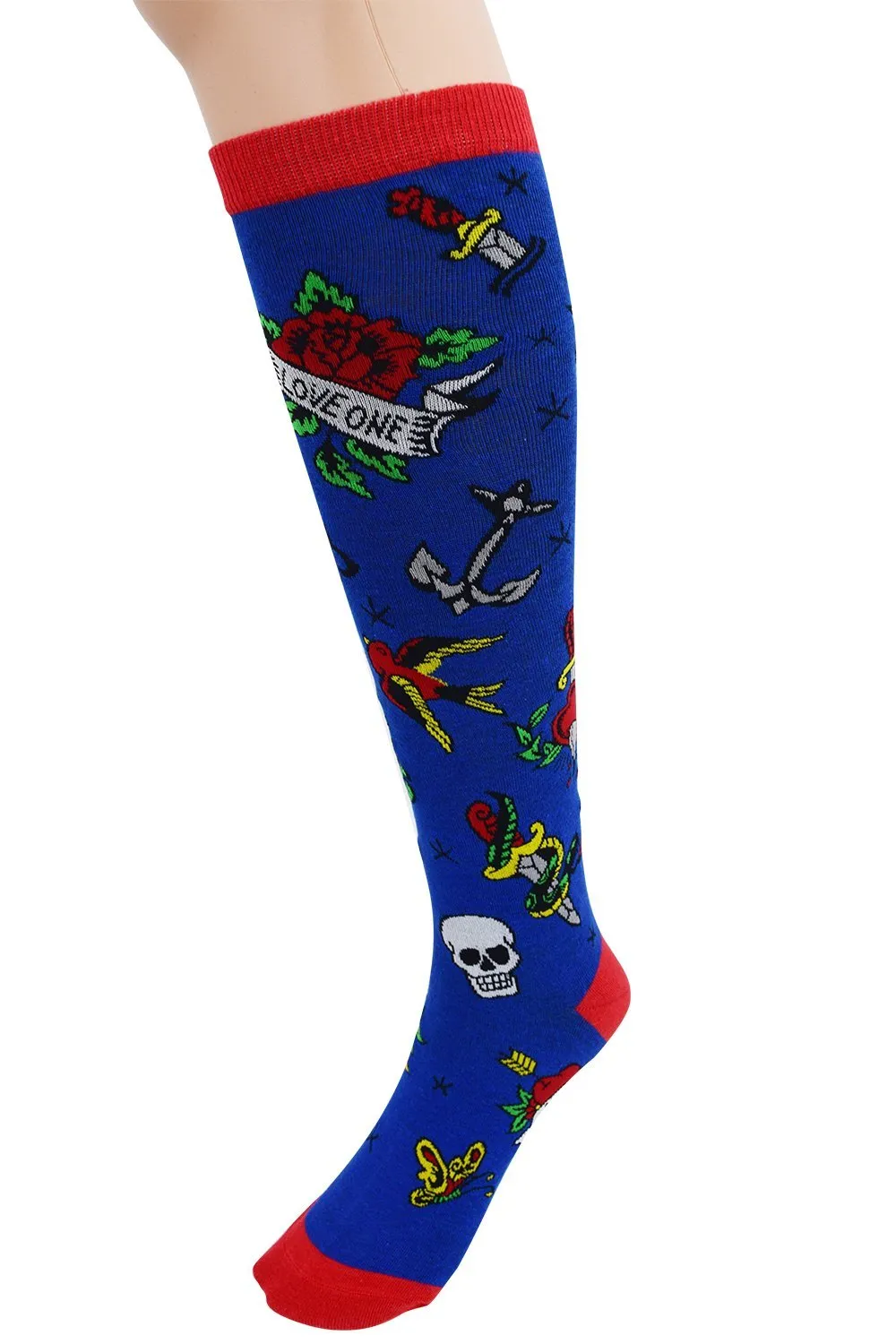 Loungefly Tattoo Flash Blue Knee High Socks