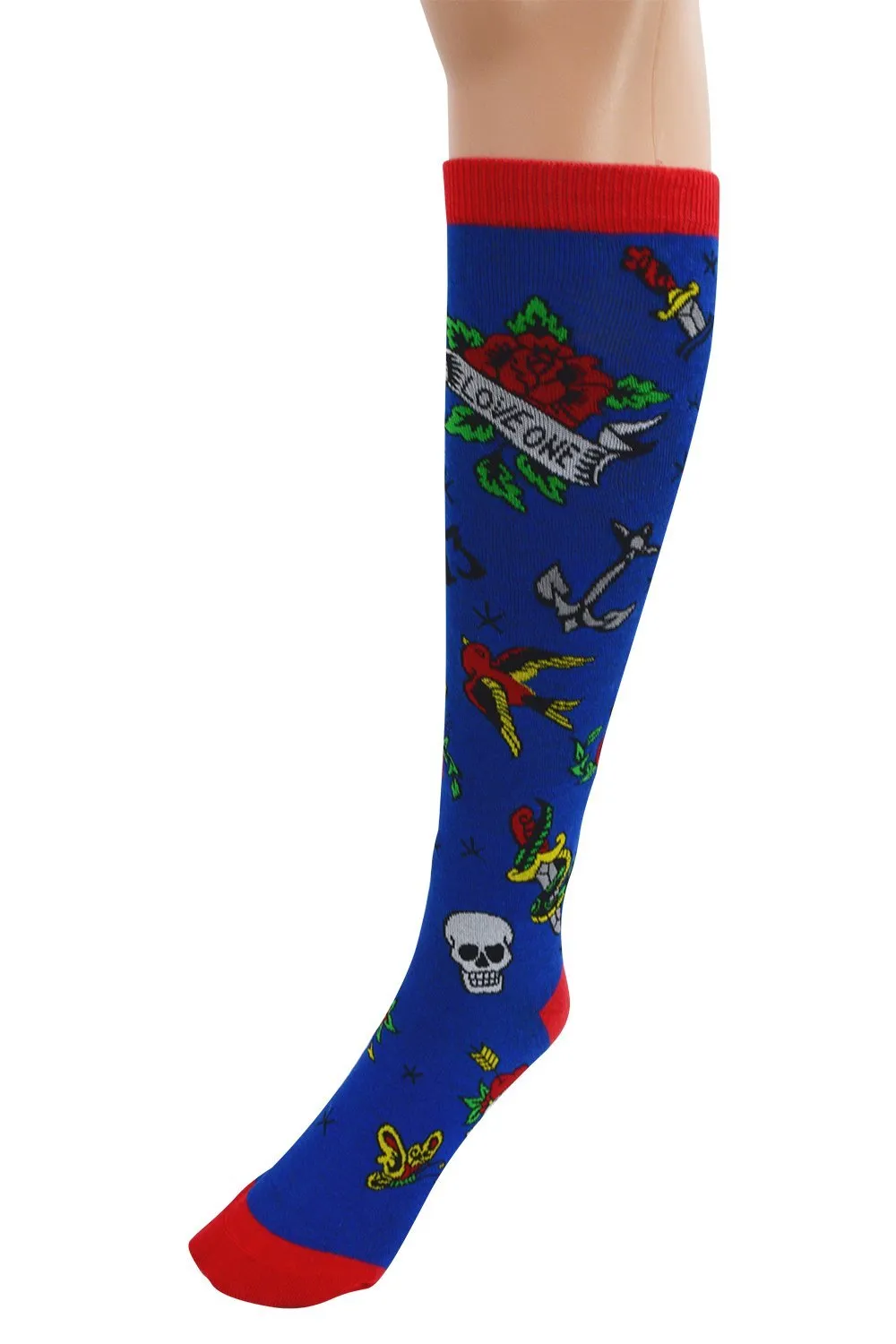 Loungefly Tattoo Flash Blue Knee High Socks