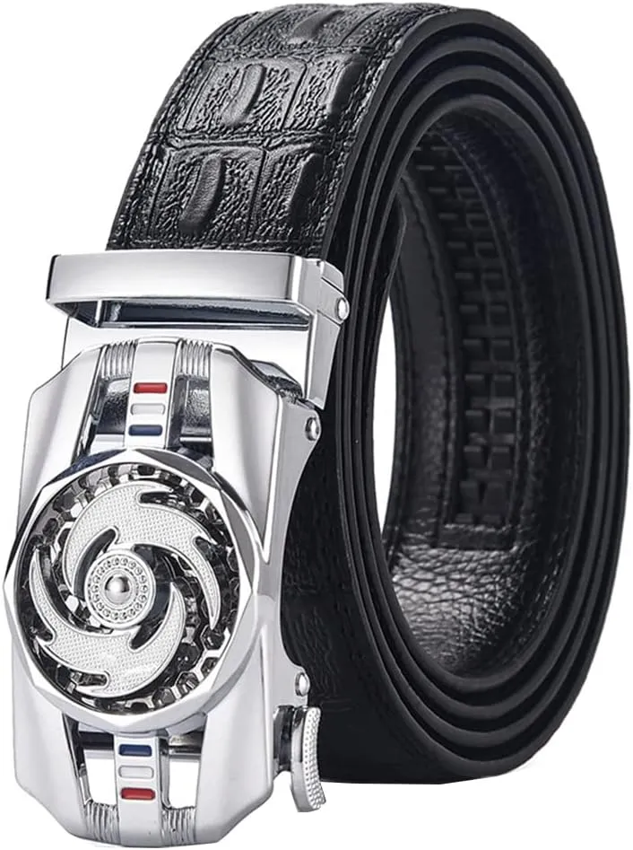 Men Genuine Leather Belts Stone Pattern Business Work Automatic Buckle Belts for Men